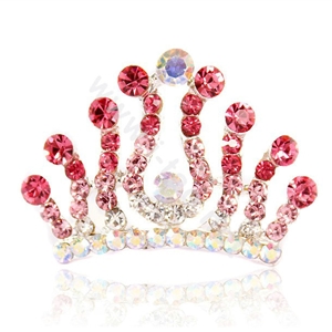 Hair Accessories Crystal Rhinestone Alloy Crown Hair Pin Combs Clip - Red