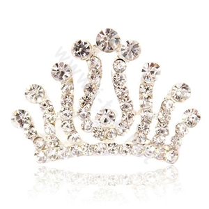 Hair Accessories Crystal Rhinestone Alloy Crown Hair Pin Combs Clip - White
