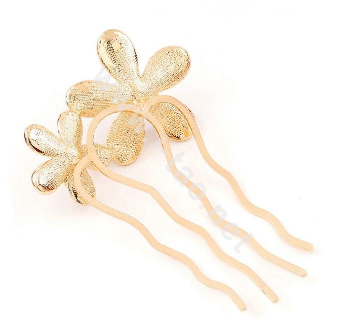 Hair Accessories Crystal Rhinestone Alloy Leopard Flower Hair Pin Clip Fork Combs - Brown