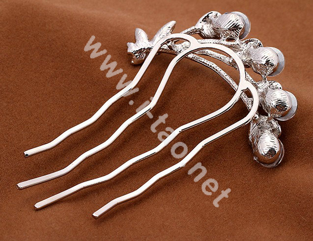 Hair Accessories Crystal Rhinestone Butterfly Alloy Hair Pin Clip Fork Combs - Purple