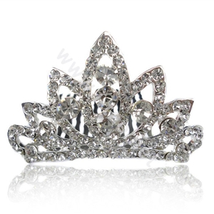 Hair Accessories Crystal Rhinestone Crown Bride Hair Pin Clip Combs - White