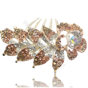 Hair Accessories Crystal Rhinestone Flower Alloy Bride Hair Clip Combs - Champagne