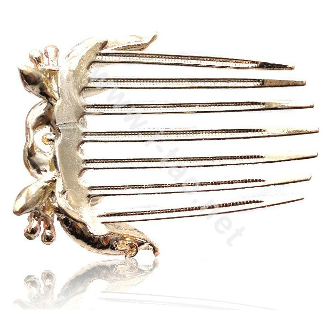 Hair Accessories Crystal Rhinestone Flower Alloy Hair Clip Combs - Champagne