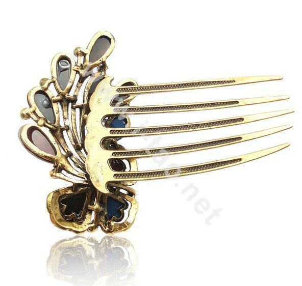 Hair Accessories Crystal Rhinestone Retro Flower Alloy Hair Clip Combs - Multicolor