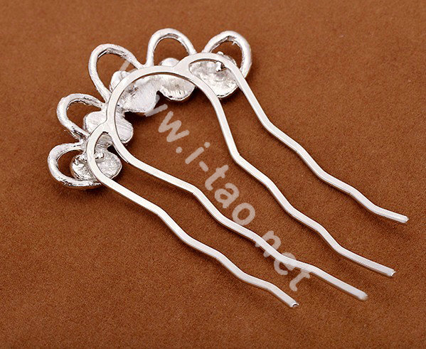 Hair Accessories Crystal Rhinestone Ring Alloy Hair Pin Clip Fork Combs - Purple