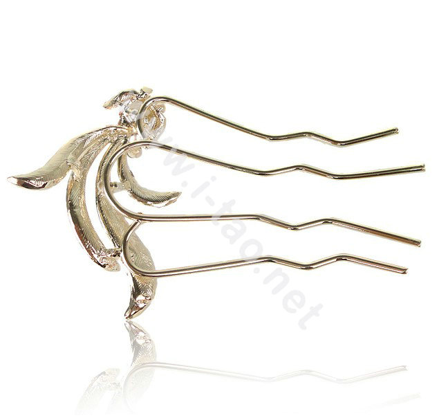Hair Accessories Goldfish Alloy Crystal Rhinestone Hair Pin Clip Fork Combs - Blue