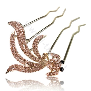 Hair Accessories Goldfish Alloy Crystal Rhinestone Hair Pin Clip Fork Combs - Champagne