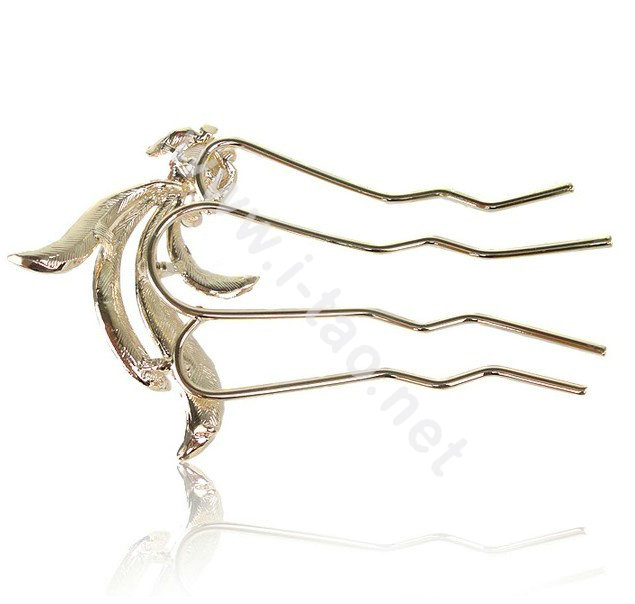 Hair Accessories Goldfish Alloy Crystal Rhinestone Hair Pin Clip Fork Combs - Pink