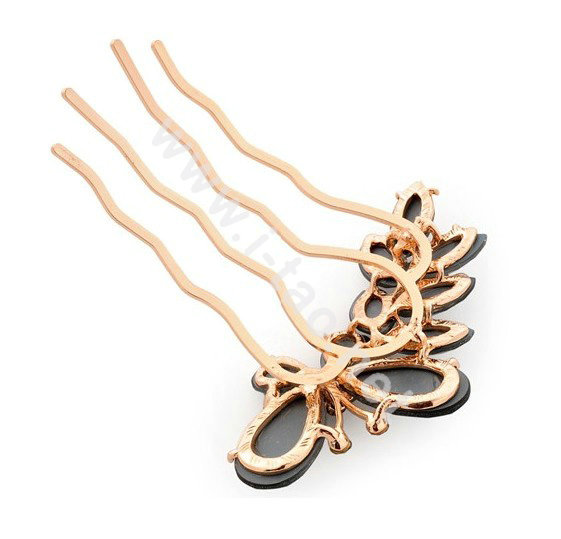 Hair Accessories Rhinestone Crystal Alloy Butterfly Hair Pin Clip Fork Combs - Champagne