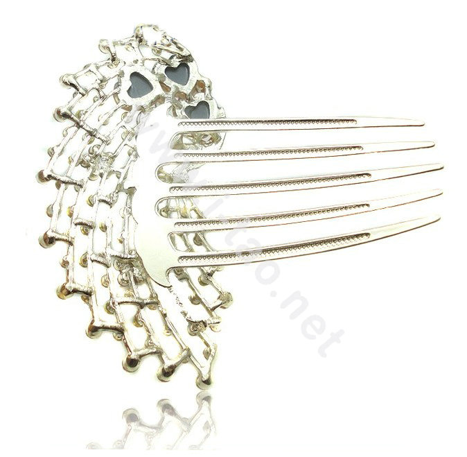 Hair Accessories Rhinestone Crystal Alloy Peacock Hair Pin Clip Combs - Pink