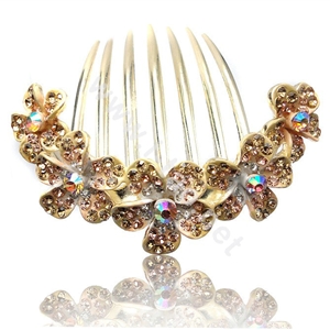 Hair Accessories Rhinestone Crystal Flower Alloy Hair Clip Combs - Champagne