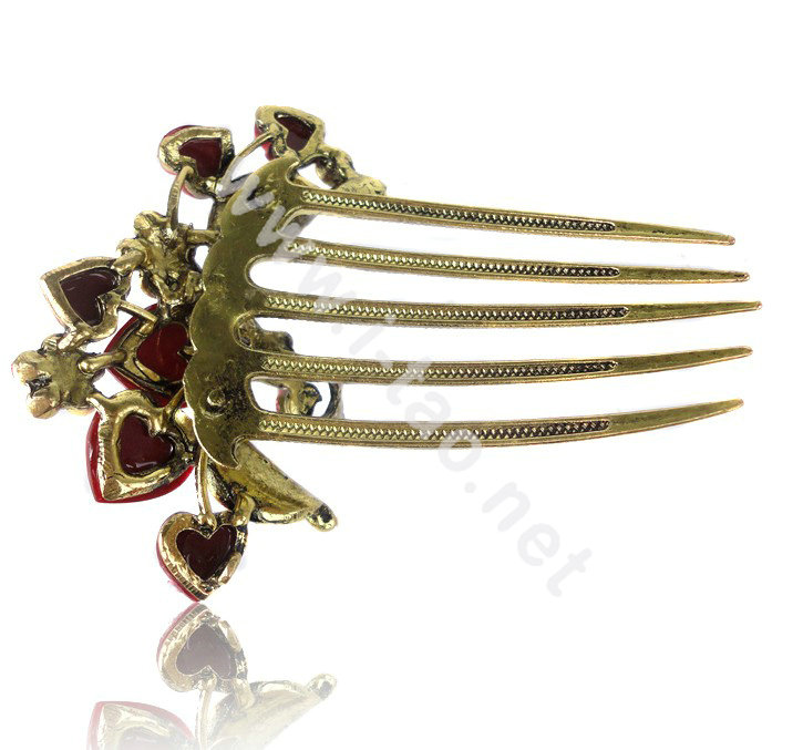 Hair Accessories Rhinestone Crystal Retro Love Heart Alloy Hair Clip Combs - Multicolor