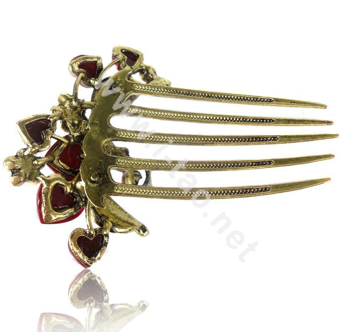 Hair Accessories Rhinestone Crystal Retro Love Heart Alloy Hair Clip Combs - Purple