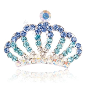 Mini Alloy Crown Hair Accessories Crystal Rhinestone Hair Pin Clip Combs - Blue
