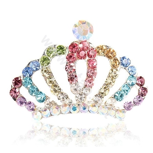 Mini Alloy Crown Hair Accessories Crystal Rhinestone Hair Pin Clip Combs - Multicolor