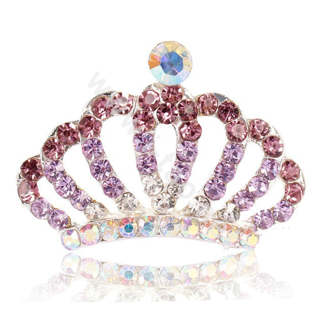 Mini Alloy Crown Hair Accessories Crystal Rhinestone Hair Pin Clip Combs - Purple