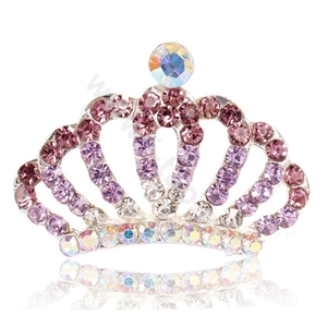Mini Alloy Crown Hair Accessories Crystal Rhinestone Hair Pin Clip Combs - Purple