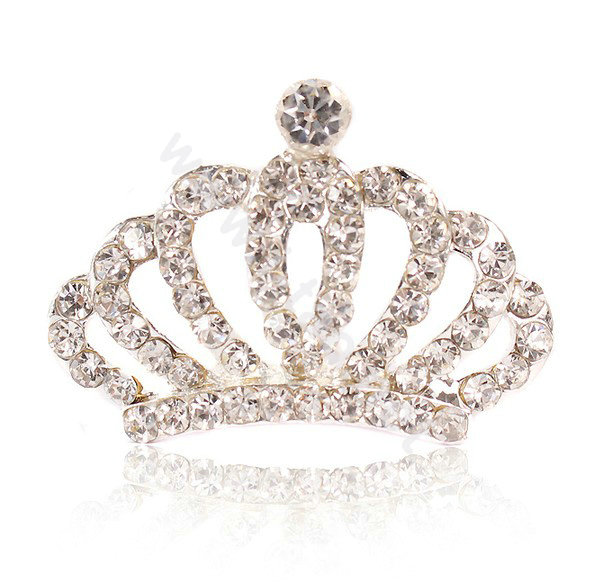 Mini Alloy Crown Hair Accessories Crystal Rhinestone Hair Pin Clip Combs - White