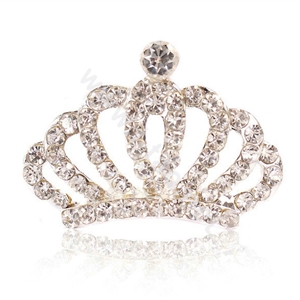 Mini Alloy Crown Hair Accessories Crystal Rhinestone Hair Pin Clip Combs - White