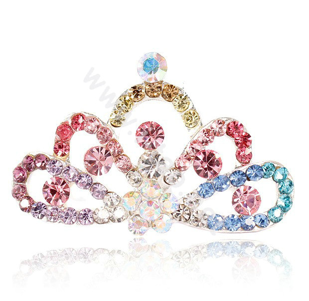Mini Crown Alloy Hair Accessories Rhinestone Crystal Hair Pin Clip Combs - Multicolor