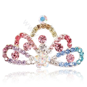 Mini Crown Alloy Hair Accessories Rhinestone Crystal Hair Pin Clip Combs - Multicolor
