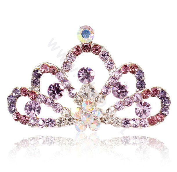 Mini Crown Alloy Hair Accessories Rhinestone Crystal Hair Pin Clip Combs - Purple