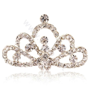 Mini Crown Alloy Hair Accessories Rhinestone Crystal Hair Pin Clip Combs - White