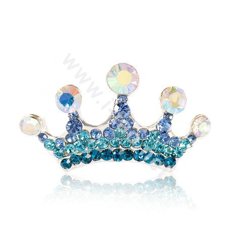 Mini Crown Hair Accessories Alloy Crystal Rhinestone Hair Pin Clip Combs - Blue