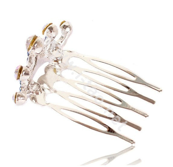 Mini Crown Hair Accessories Alloy Crystal Rhinestone Hair Pin Clip Combs - Blue