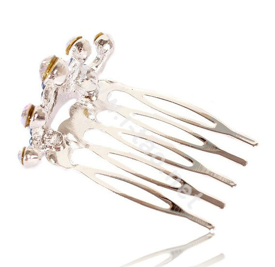 Mini Crown Hair Accessories Alloy Crystal Rhinestone Hair Pin Clip Combs - Multicolor