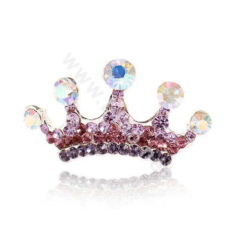 Mini Crown Hair Accessories Alloy Crystal Rhinestone Hair Pin Clip Combs - Purple