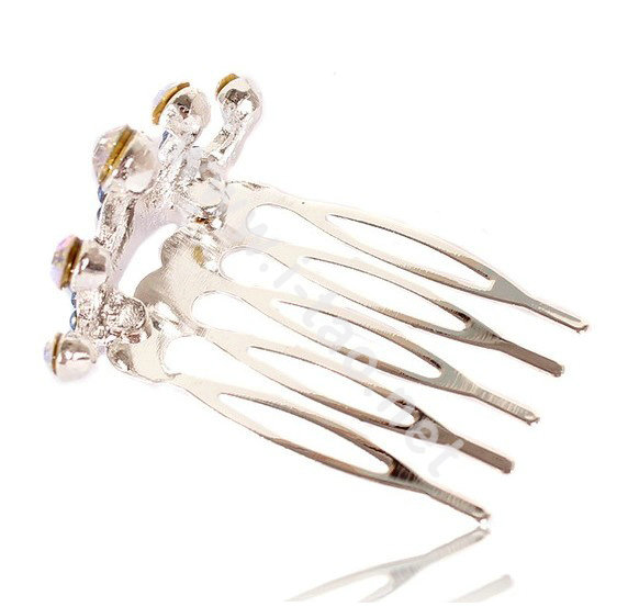 Mini Crown Hair Accessories Alloy Crystal Rhinestone Hair Pin Clip Combs - Purple