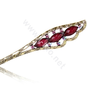 Retro Tassel Crystal Rhinestone Wing Hairpin Hair Clasp Clip Fork Stick - Purple