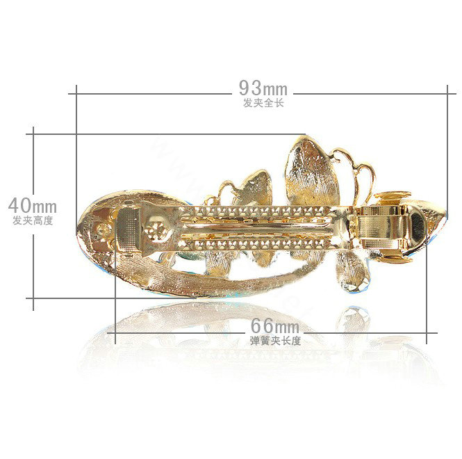 Crystal Rhinestone Butterfly Hair Clip Barrette Metal Hair Slide - Champagne