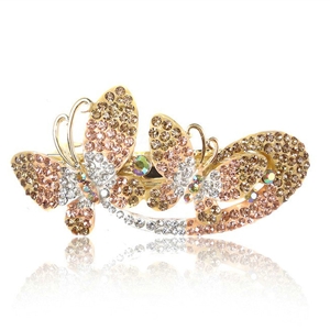 Crystal Rhinestone Butterfly Hair Clip Barrette Metal Hair Slide - Champagne