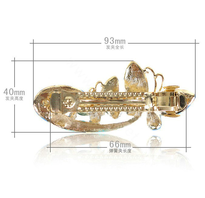 Crystal Rhinestone Butterfly Hair Clip Barrette Metal Hair Slide - Pink