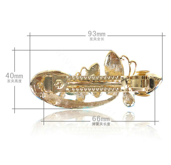 Crystal Rhinestone Butterfly Hair Clip Barrette Metal Hair Slide - Sky blue