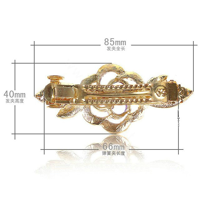 Crystal Rhinestone Flower Hair Clip Barrette Metal Hair Slide - Blue