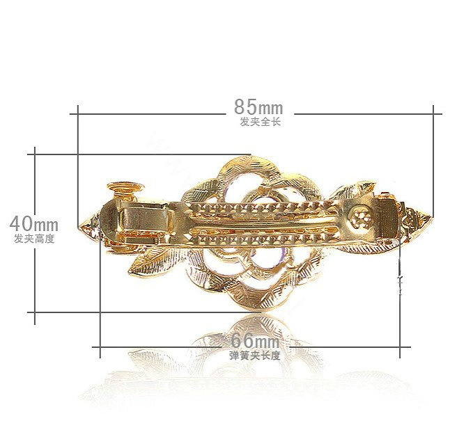 Crystal Rhinestone Flower Hair Clip Barrette Metal Hair Slide - Sky blue