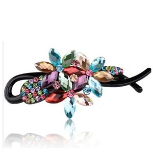 Crystal Rhinestone Flower Twist Hair Clip Slide Clamp Hair Accessories - Multicolor