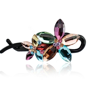 Diamond Crystal Flower Twist Hair Clip Slide Clamp Hair Accessories - Multicolor