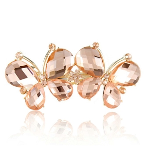 Rhinestone Crystal Butterfly Hair Clip Barrette Metal Hair Slide - Champagne