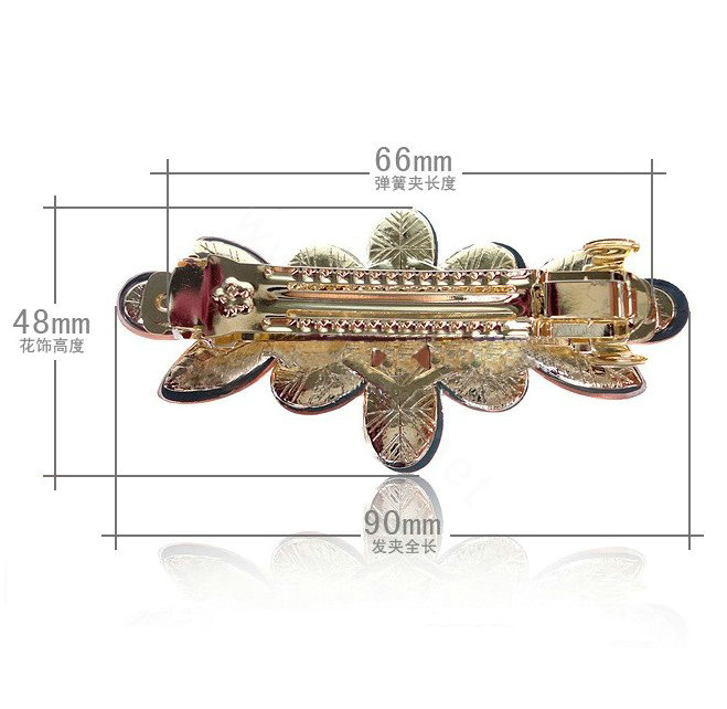 Rhinestone Crystal Flower Hair Clip Barrette Metal Hair Slide - Blue