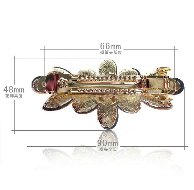 Rhinestone Crystal Flower Hair Clip Barrette Metal Hair Slide - Champagne