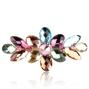 Rhinestone Crystal Flower Hair Clip Barrette Metal Hair Slide - Multicolor