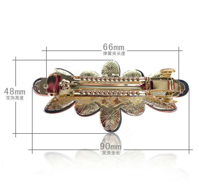 Rhinestone Crystal Flower Hair Clip Barrette Metal Hair Slide - Purple