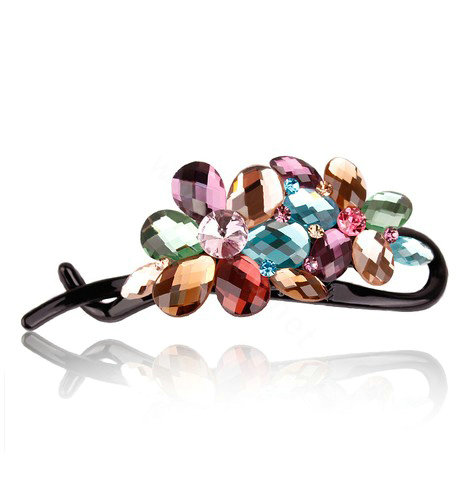 Rhinestone Crystal Flower Twist Hair Clip Slide Clamp Hair Accessories - Multicolor
