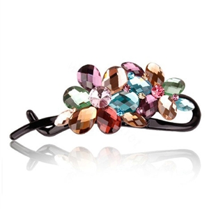 Rhinestone Crystal Flower Twist Hair Clip Slide Clamp Hair Accessories - Multicolor