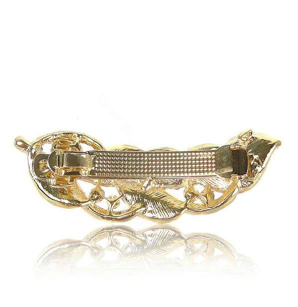 Rhinestone Crystal Leaf Hair Barrette Clip Metal Hair Slide - Purple