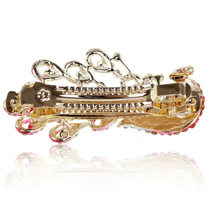 Rhinestone Crystal Peacock Hair Barrette Clip Metal Hair Slide - Blue